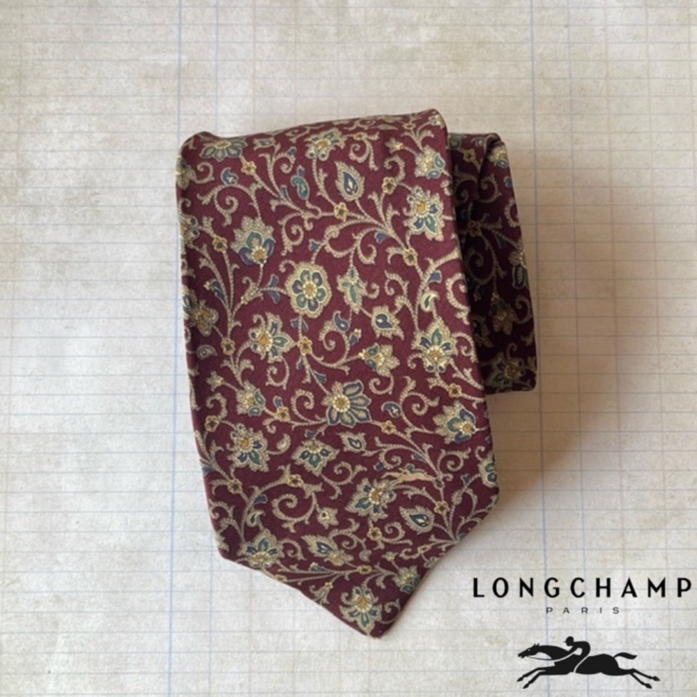 Longchamp Floral Print Silk Tie
